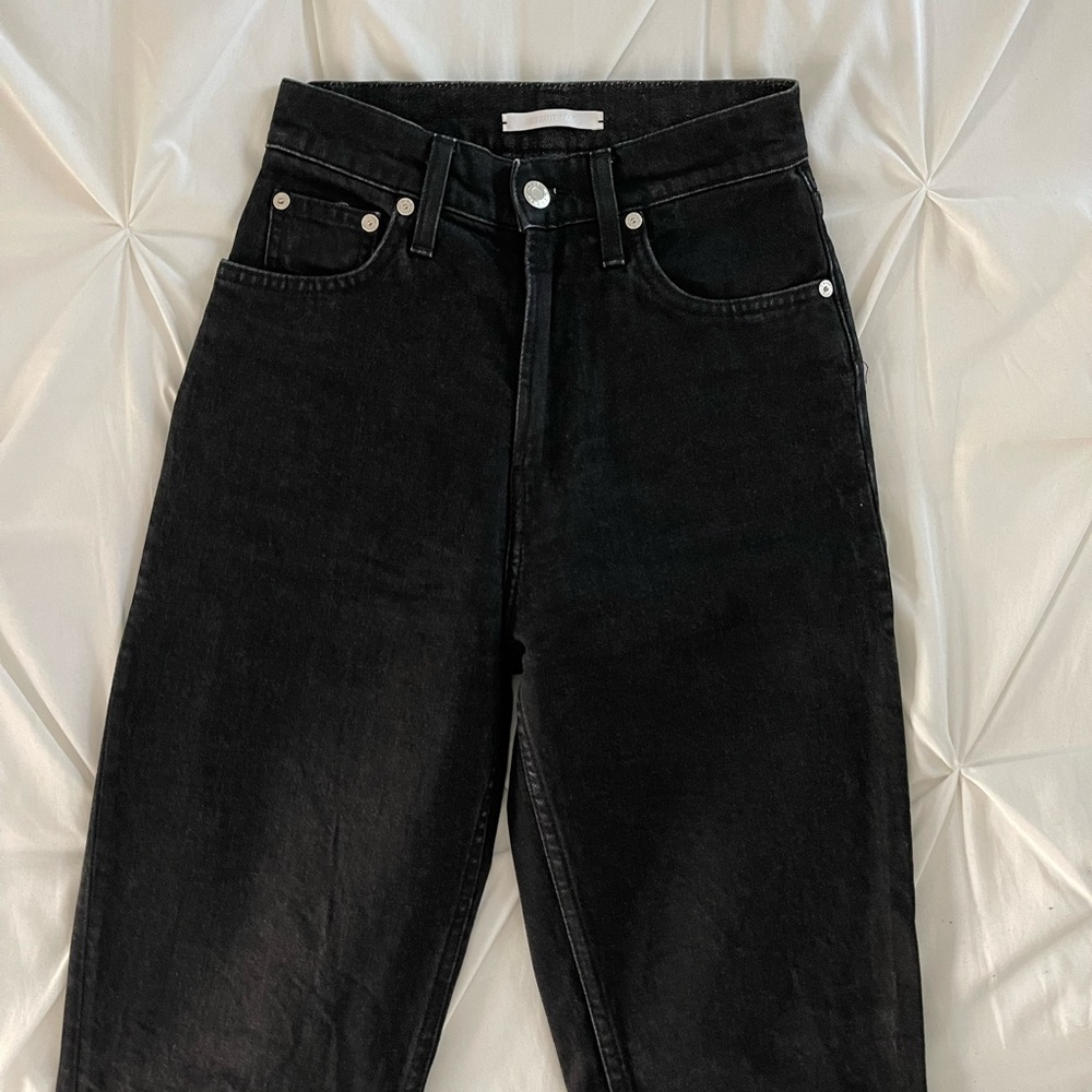 helmut lang black high waisted wide leg jeans